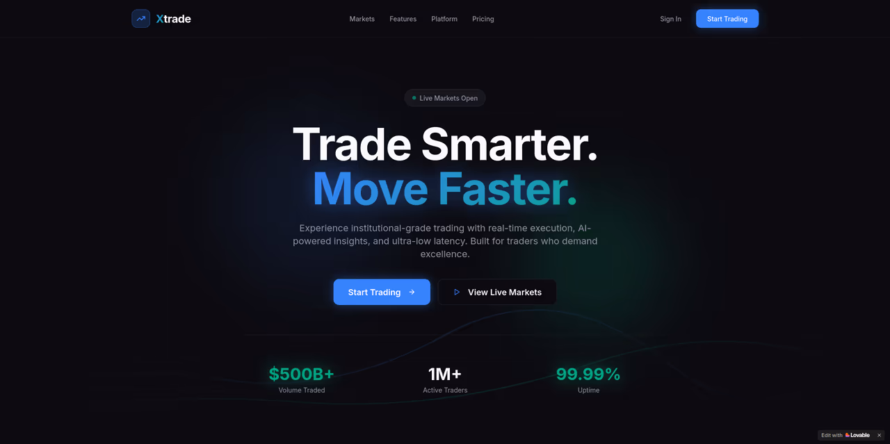 Xtrade interface